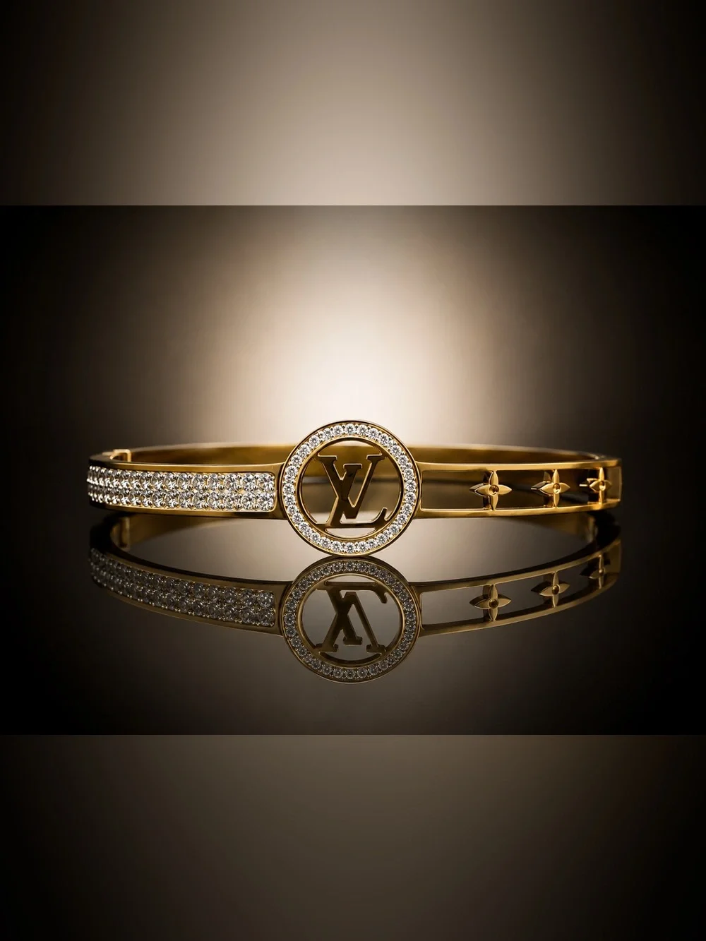 Gold Crystal Luxury Monogram Bangle Bracelet